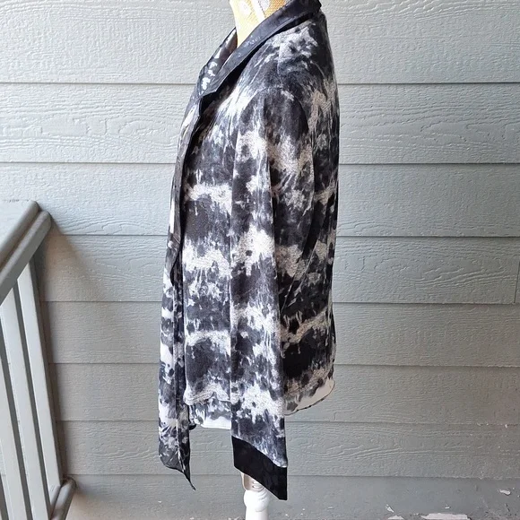 Vintage Y2K Alberto Makali Mixed Print Asymmetrical Hem Collared Cardi Blouse - Picture 3 of 7